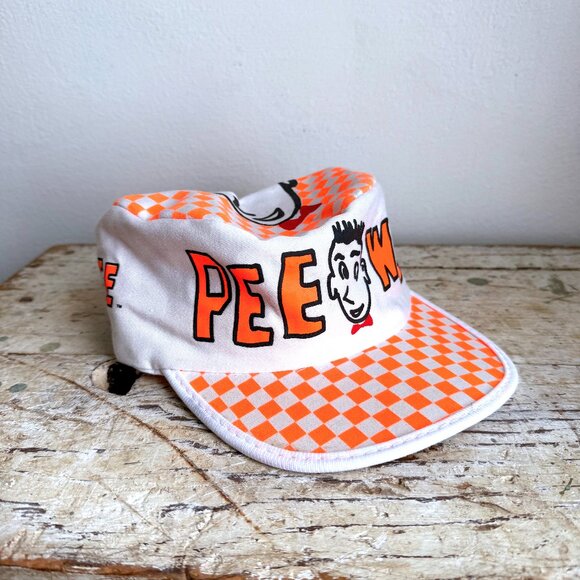 Peewee Hermans Playhouse Checkered Cap - Orange and White, DEADSTOCK NWT Vintage - Picture 2 of 9